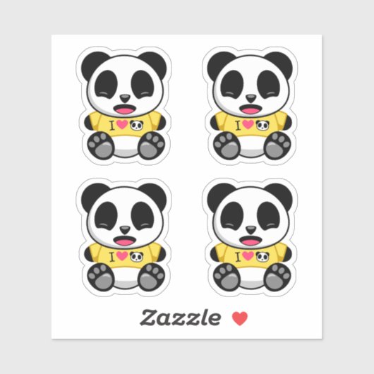 Sticker Cute Little Panda Set de 4 (Feuille)