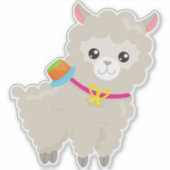 Sticker Cute Llama, Alpaca, Petite Llama, Llama Avec Casqu (Devant)