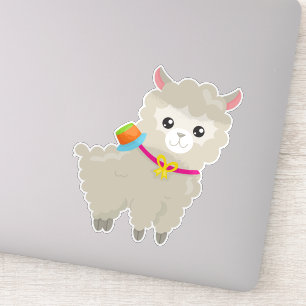 Sticker Cute Llama, Alpaca, Petite Llama, Llama Avec Casqu