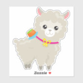 Sticker Cute Llama, Alpaca, Petite Llama, Llama Avec Casqu (Feuille)