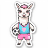 Sticker Cute Llama Jouer Au Football (Devant)
