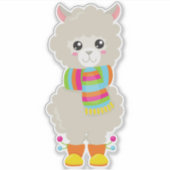 Sticker Cute Llama, Petite Llama, Alpaga, Llama Avec Échar (Devant)