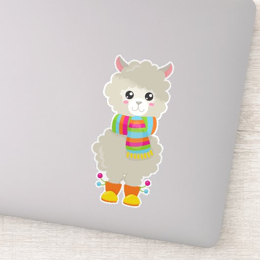 Sticker Cute Llama, Petite Llama, Alpaga, Llama Avec Échar (Détail)
