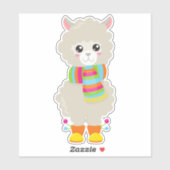 Sticker Cute Llama, Petite Llama, Alpaga, Llama Avec Échar (Feuille)