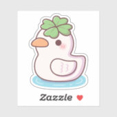 Sticker Cute Lucky Ducky Four Leaf Clover (Feuille)