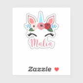 Sticker Cute Malia Magique Floral Unicorne Pour Filles T-S (Feuille)