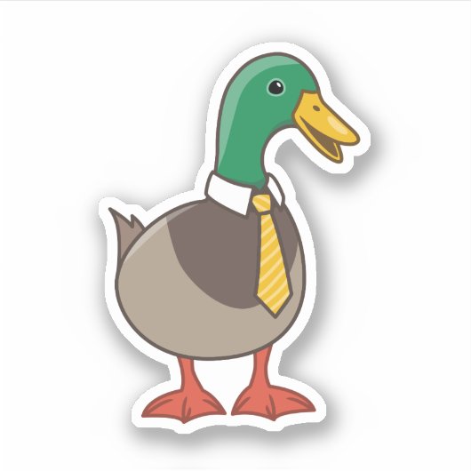 Sticker Cute Mallard Canard blanc col cravate (Devant)