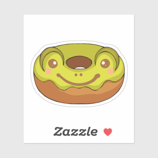 Sticker Cute Matcha Grenouille Donut (Feuille)