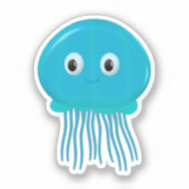 Sticker Cute méduse Cartoon Dans L'Océan Bleu (Recto)