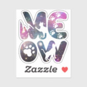 Sticker Cute Meow Chat Silhouettes et Empreintes de pattes (Feuille)