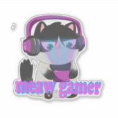 Sticker Cute Meow Gamer Cat - Kawaii Gaming Kitten (Devant)