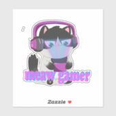 Sticker Cute Meow Gamer Cat - Kawaii Gaming Kitten (Feuille)