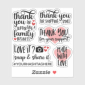 Sticker Cute Merci Hearts Petite entreprise (Feuille)