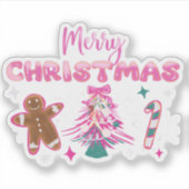 Sticker Cute Merry Christmas Gingerbread and Candy Design (Devant)