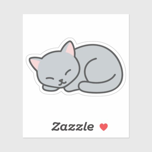 Sticker Cute mini-chaton couché (Feuille)