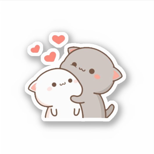 Sticker Cute Mochi Peach Cat (Devant)