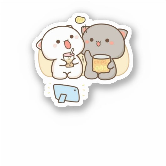 Sticker Cute Mochi Peach Cat (Devant)