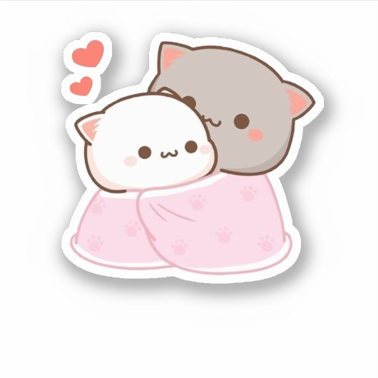 Sticker Cute Mochi Peach Cat (Devant)