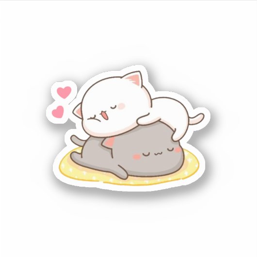 Sticker Cute Mochi Peach Cat (Devant)