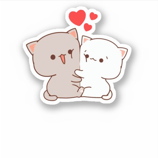 Sticker Cute Mochi Peach Cat (Devant)