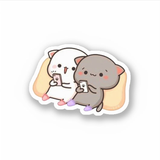 Sticker Cute Mochi Peach Cat (Devant)