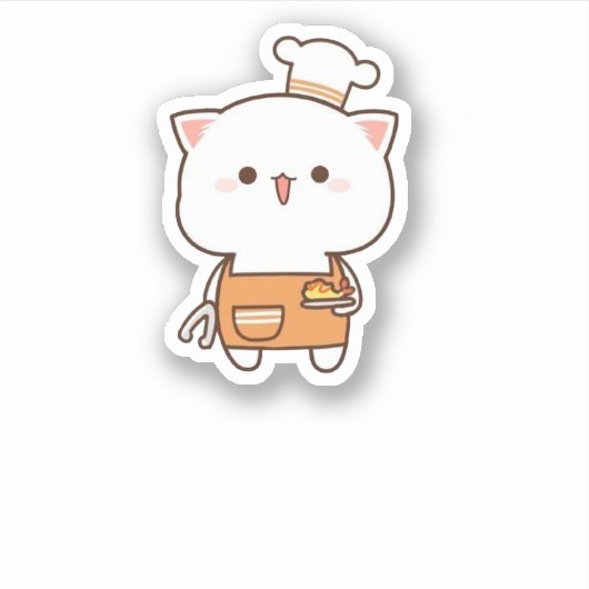 Sticker Cute Mochi Peach Cat (Devant)