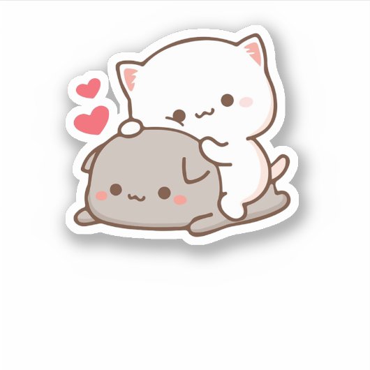 Sticker Cute Mochi Peach Cat (Devant)