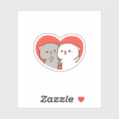 Sticker Cute Mochi Peach Chat, Joyeuse Saint Valentin (Feuille)