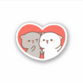 Sticker Cute Mochi Peach Chat, Joyeuse Saint Valentin (Devant)