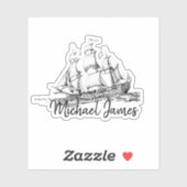 Sticker Cute Moderm Black and White Michael Ship (Feuille)