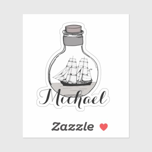Sticker Cute Moderm Black and White Michael Ship (Feuille)