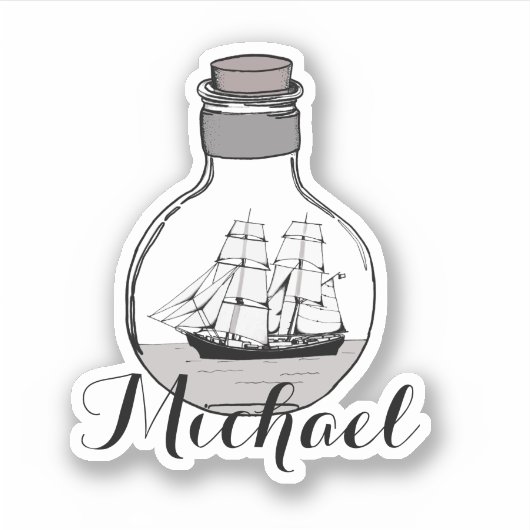 Sticker Cute Moderm Black and White Michael Ship (Devant)