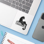 Sticker Cute Moderm Black Panther ajouter Nom (Ordinateur portable avec iPhone)
