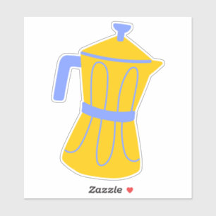 Sticker Cute Moka Pot Café dans les couleurs pastel