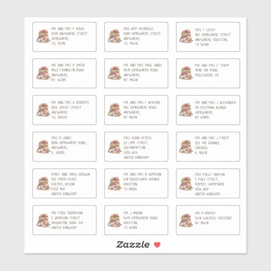 Sticker Cute Mouse 18 Nom individuel Adresse Thanksgiving (Feuille)