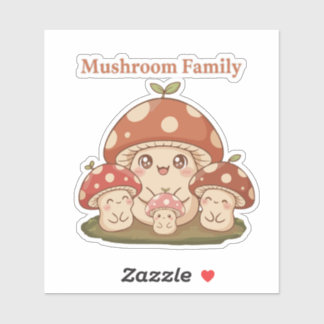 Sticker Cute Mushroom Family | Kawaii Cottagecore 