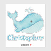 Sticker Cute Nautical Blue Whale personnalisée (Feuille)
