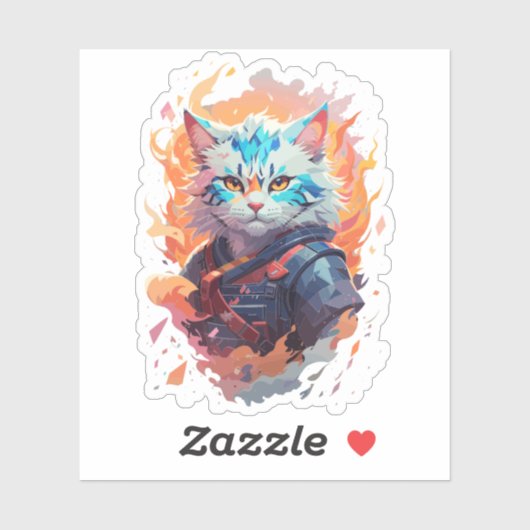 Sticker Cute Ninja Cat Warrior Design (Feuille)