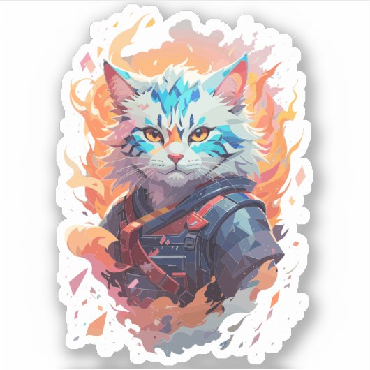 Sticker Cute Ninja Cat Warrior Design (Devant)