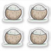 Sticker Cute noix de coco aquarelle (Devant)