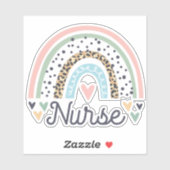 Sticker Cute Nurse Pastel Empreinte de léopard Boho Rainbo (Feuille)