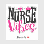 Sticker Cute Nurse Vibes Hot Rose Black Typographie (Feuille)