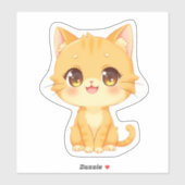 Sticker Cute Orange Kitten (Feuille)