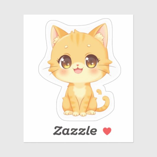 Sticker Cute Orange Kitten (Feuille)