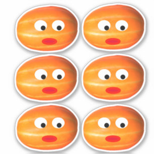 Sticker Cute orange Melon Citrouille Face 4Halloween