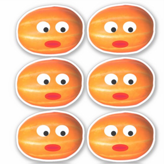 Sticker Cute orange Melon Citrouille Face 4Halloween (Devant)