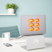 Sticker Cute orange Melon Citrouille Face 4Halloween (Ordinateur portable sur le bureau)