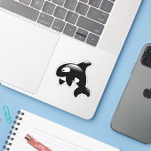Sticker Cute Orca Whale (Ordinateur portable avec iPhone)