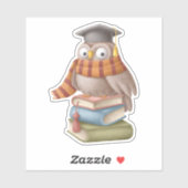Sticker Cute Owl School Book Lecture amusante (Feuille)