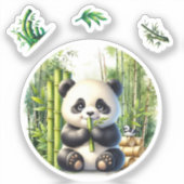 Sticker Cute Panda Bear dans la forêt de Bamboo (Recto)